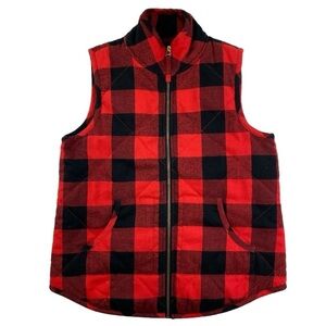 Mudpie Women’s Red/Black Buffalo Check Lumberjack Full-Zip Vest Sz Small